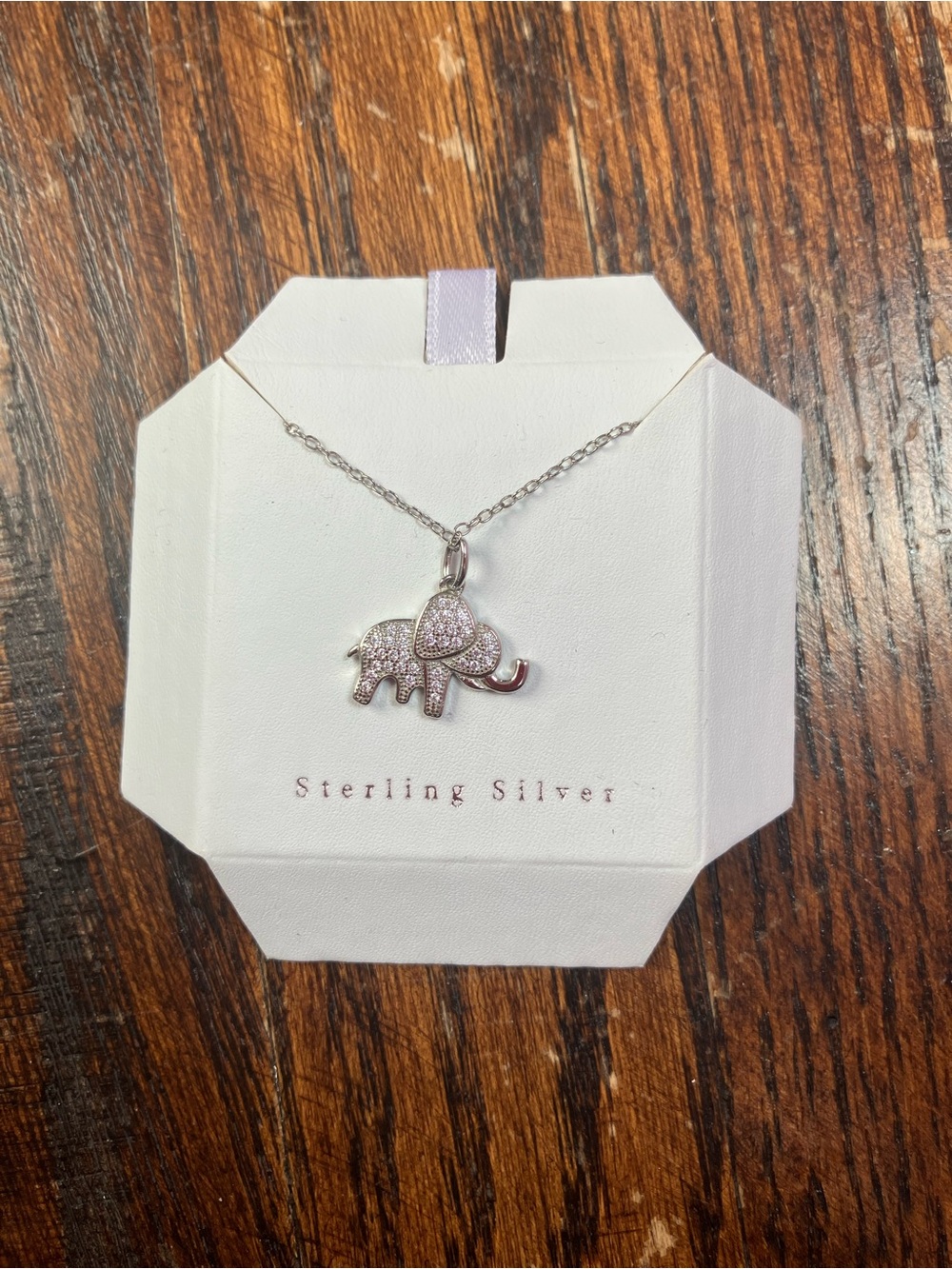 Sterling Silver Crystal Elephant Pendant Necklace
